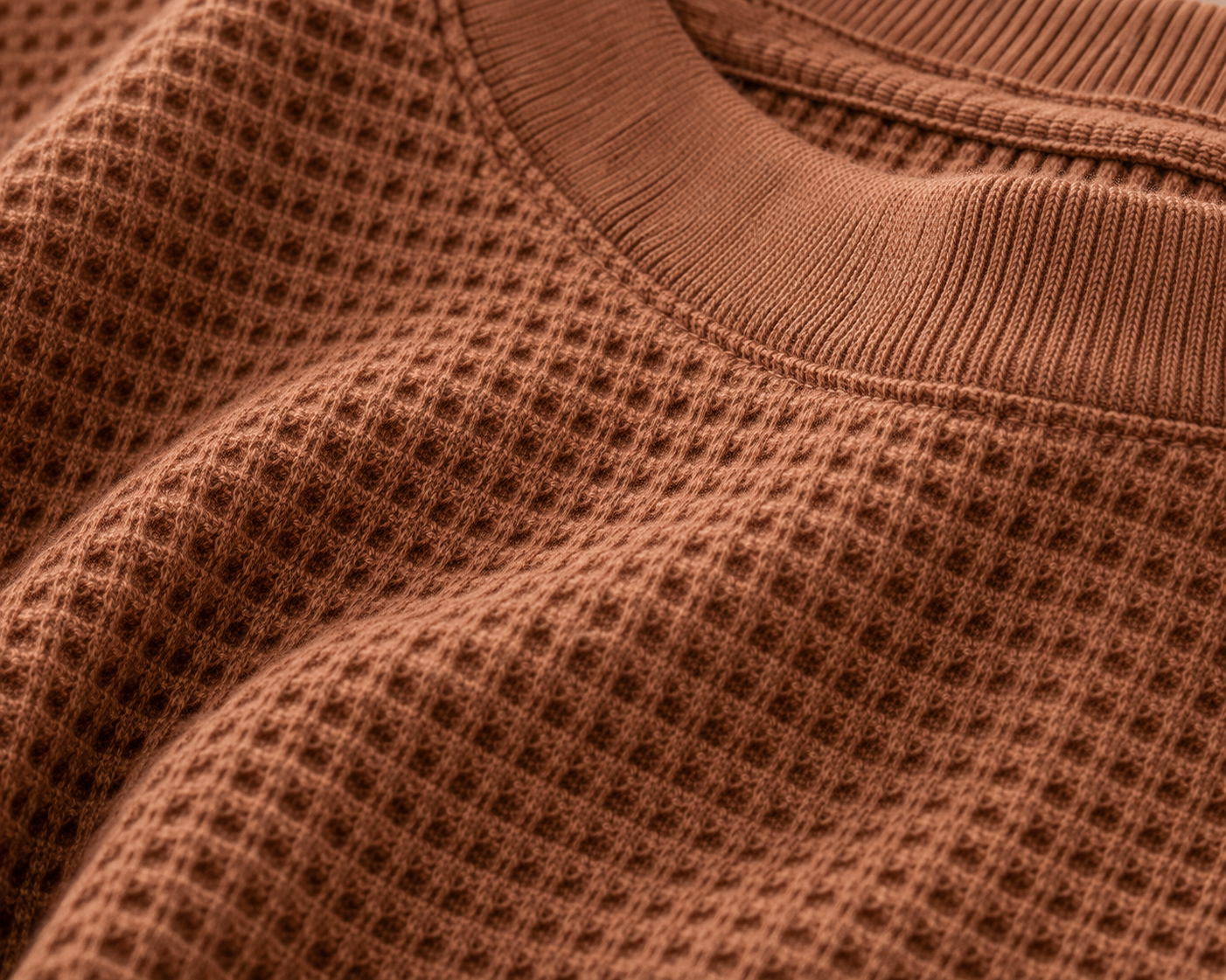 Rust Waffle Knit Oversized Tee – Premium Textured Streetwear